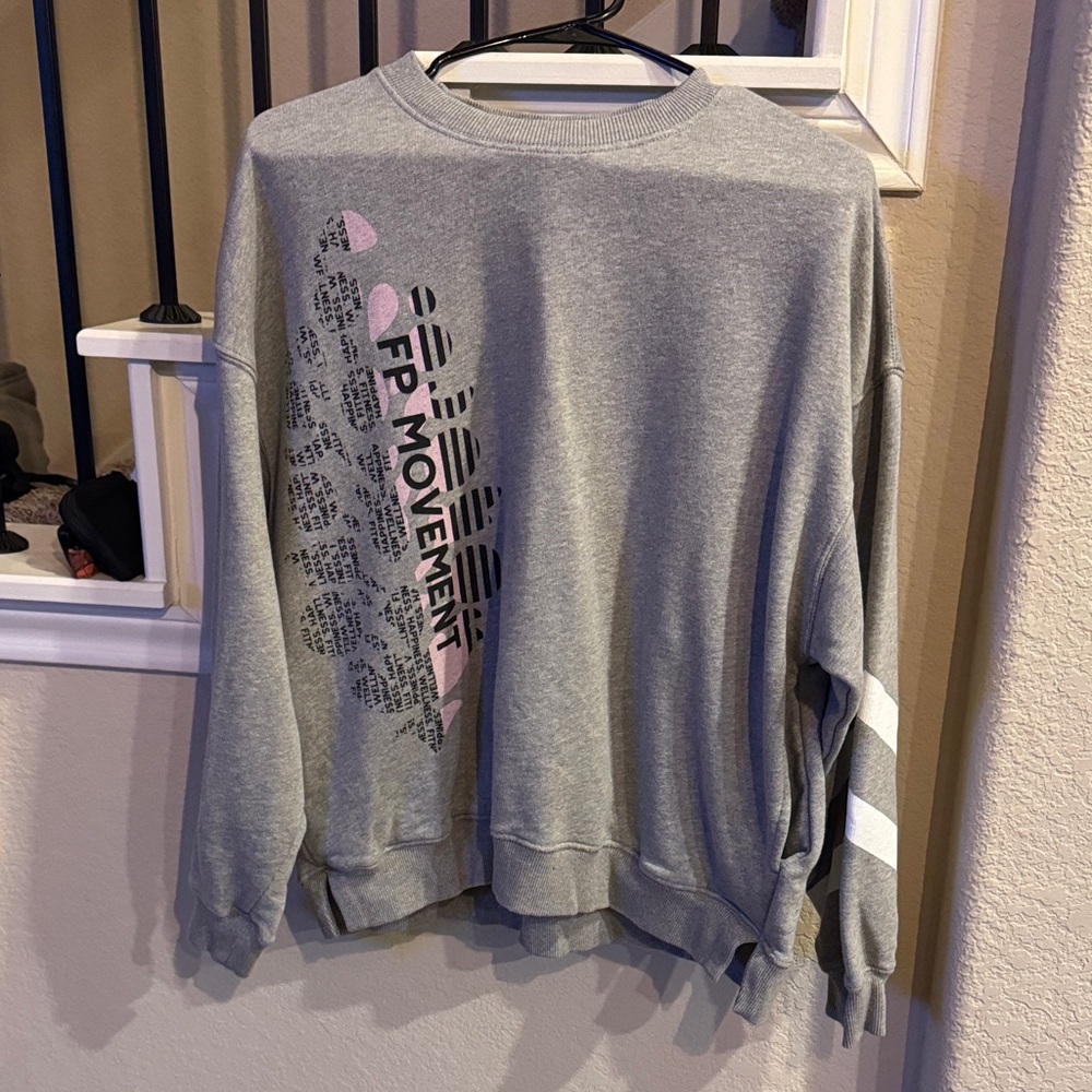 FP Movement by Free People Gray and Pink Sweatshirt
